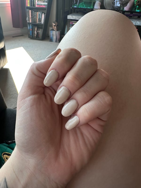 Picture by ChickeyNuggetLover saying 'Does This Colour Look Okay With My Skin Tone Or Should I Paint Them?'