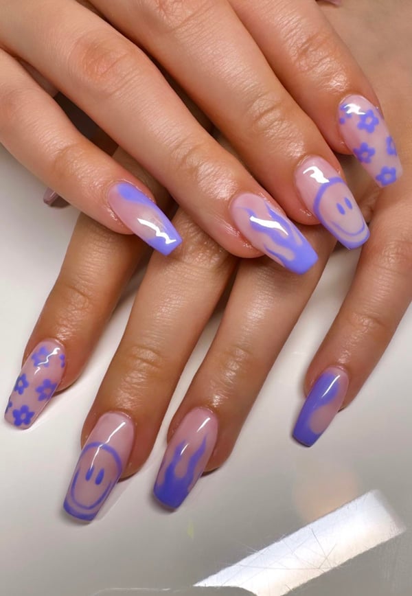 Picture by princessn00dle saying 'Periwinkle Hand Painted Cuties💜'