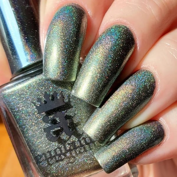 Picture by scratchureyesout saying 'The Wild Rose By A England Is An Absolutely Gorgeous Grey Green Holographic!'