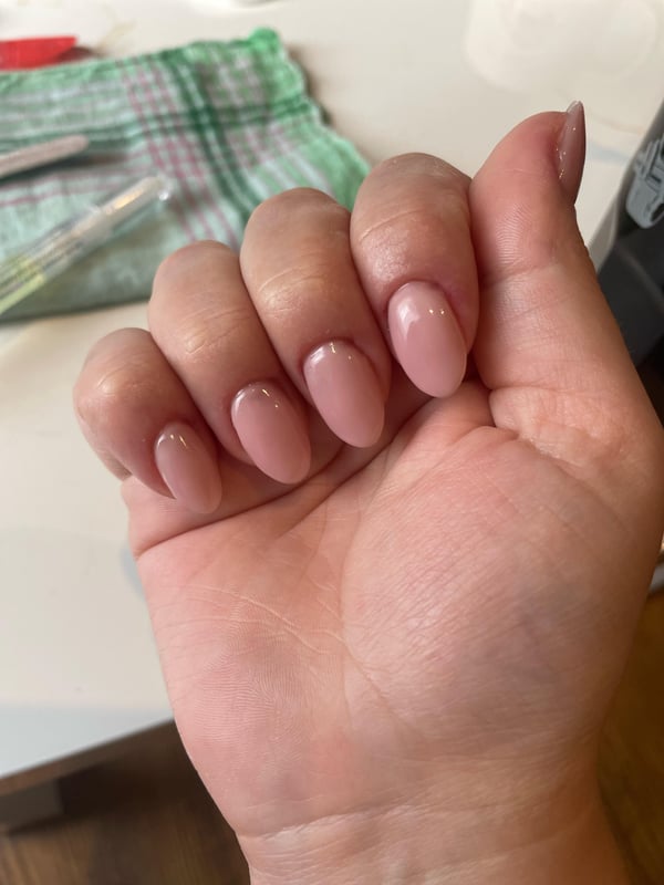 Picture by AlternativeAd4549 saying 'Nude Gel Extension'