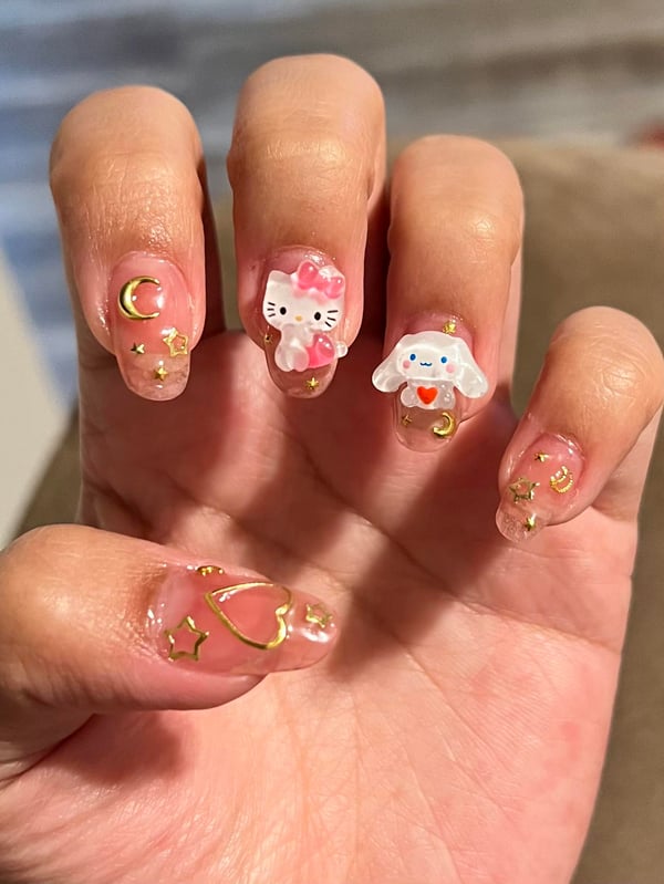 Picture by chaelawaela06 saying 'I've Only Ever Worn Press Ons Or Nail Polish, So Here's My First Eber Attempt At Polygel Nails :'