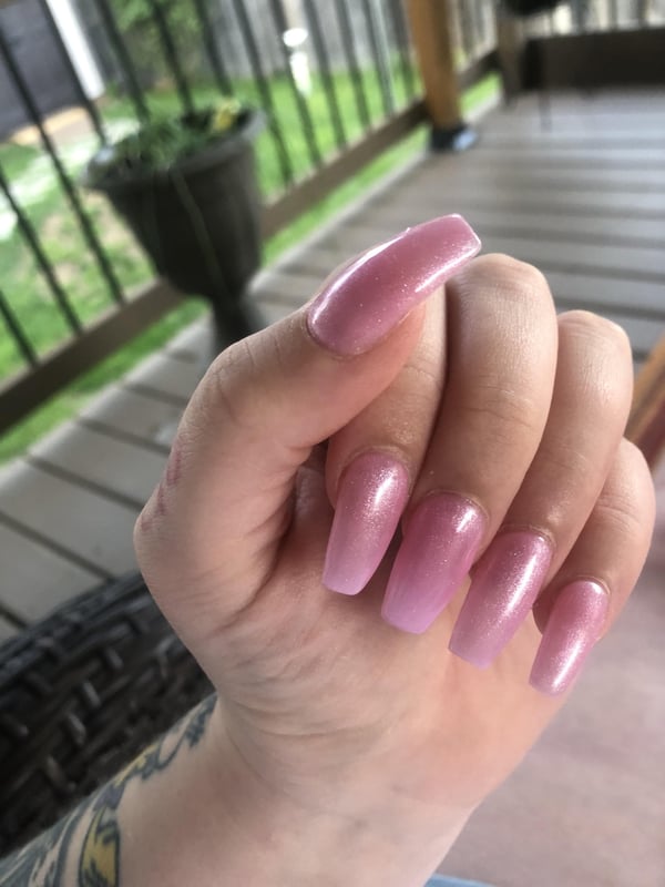 Picture by JuicyCoutureMonAmour saying 'Princess Pink Shellac On Coffin Nails.. Wdyt???'