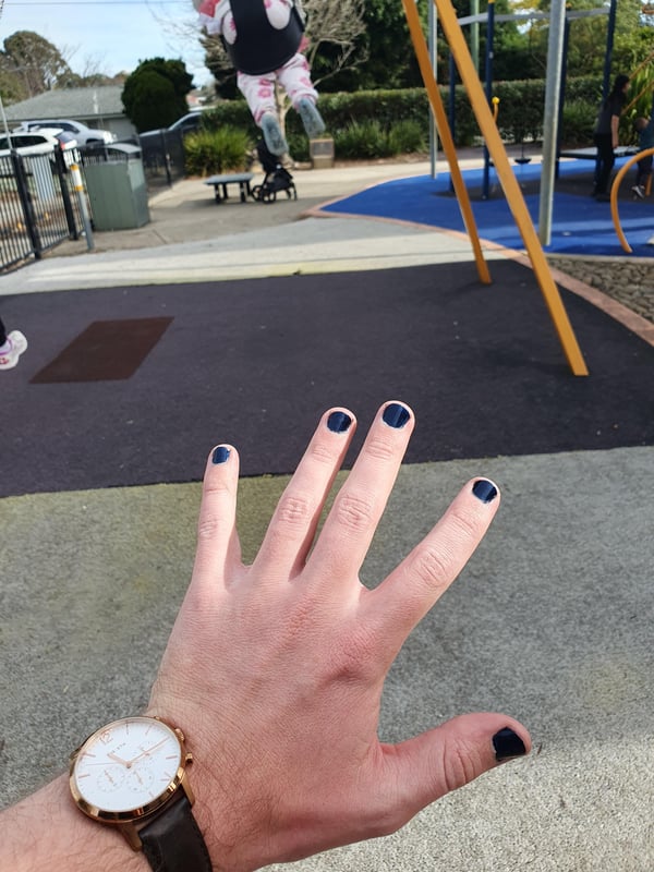 Picture by vehaja saying 'Enjoying Getting Back Into Painting My Nails. This Is Sally Hansen Midnight Drive'