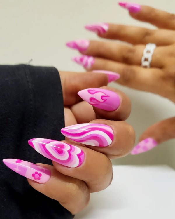 Picture by CaroTarotReads saying 'Barbie Movie Nails!!!'