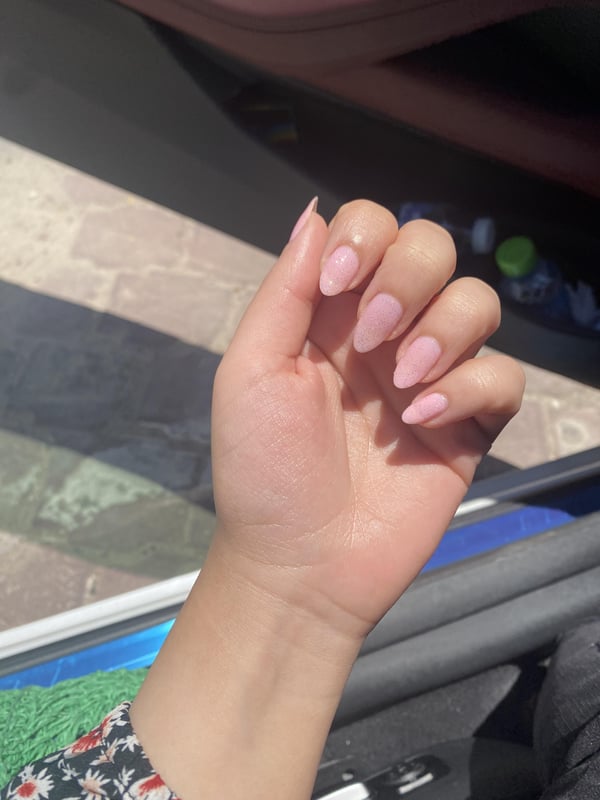 Picture by Available_Category38 saying 'Essie Muchi Muchi Topped With A Glittre Polish From Kinetics'