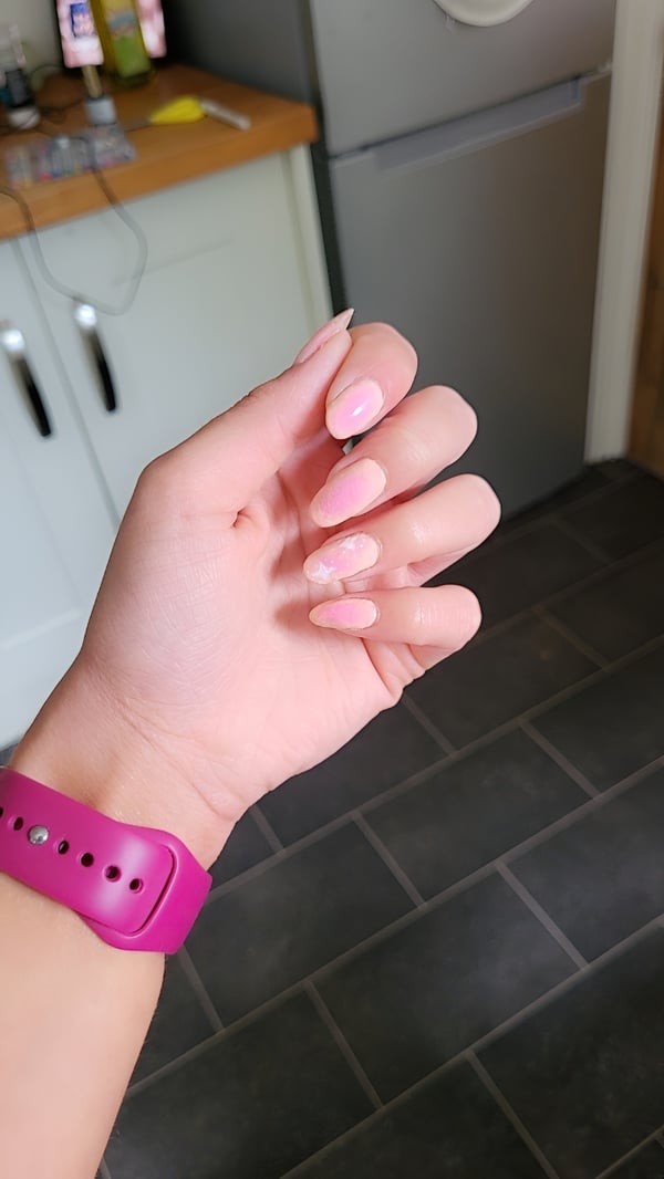 Picture by TheWomanlyDominion saying 'DIY Aura Nails For The First Time ✨️'