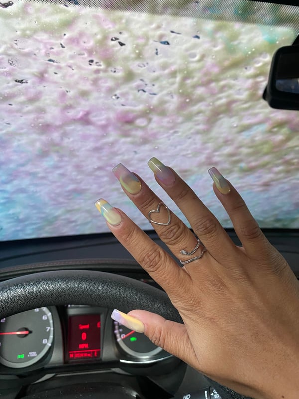 Picture by Ok_Radio9921 saying 'The Nails I Did On Myself Matched The Car Wash LOL'