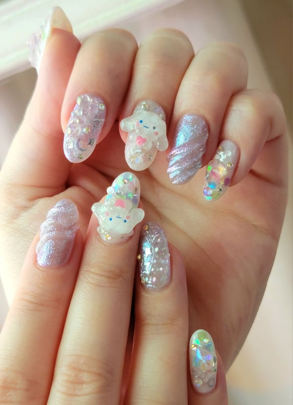 Picture by SCP887 saying 'Short Cinnamaroll Nails I Did With Builder Gel'