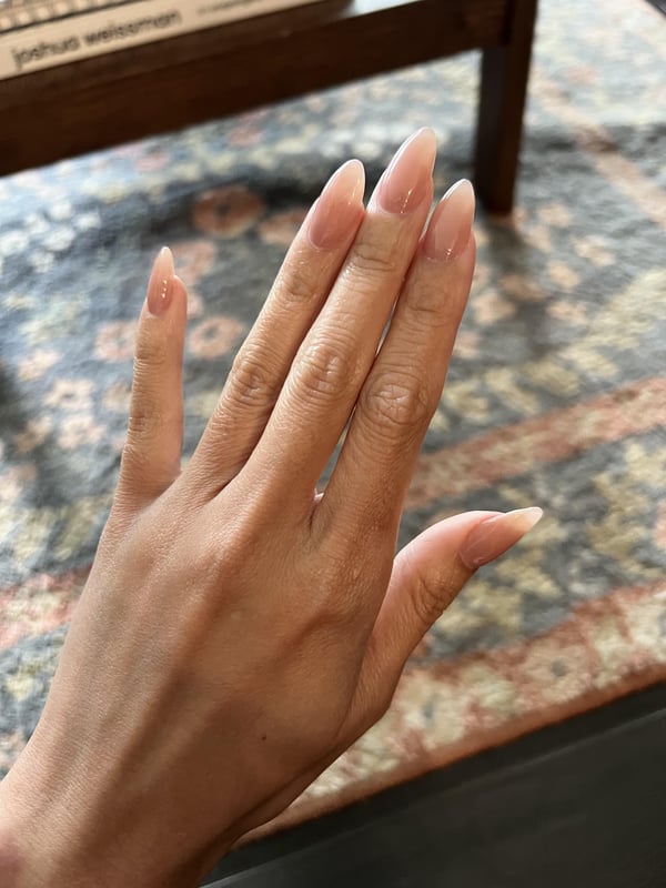 Picture by FunkyAsianChicken saying 'Decided To Get Something Natural Looking For A Change And I’m Absolutely Loving My Nails.'