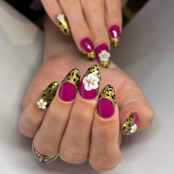 Picture by ThymeToRime saying 'Purple And Leopard Print Nails #periodt'