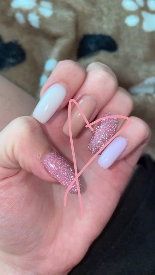 Picture by adabx showing 'Pink + Sparkle 💖 i Do My Own Gel Overlay Nails So The Shape On Some Of Them Can Be A Lil Off' number 2