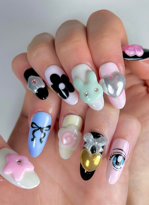 Picture by fur_bat saying 'Some Sandy Liang Inspired Nails I Made A Few Months Ago!'