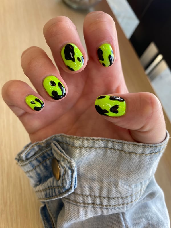 Picture by unholygh0st saying 'Radioactive Cow Print 🐄🛸'