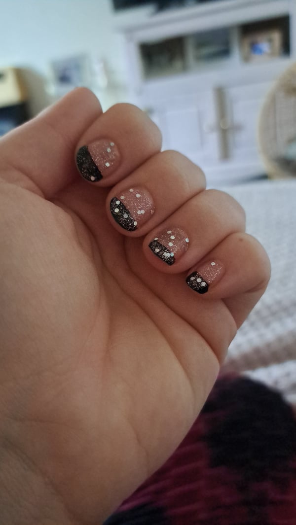 Picture by bexpeace2299 showing 'Done Myself No Fancy Gel Just 99p Nail Varnish And Tape For A Straight Line 🤣' number 2