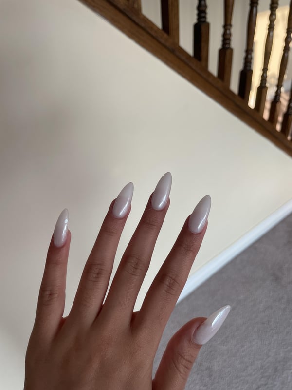 Picture by Independent-rex-7632 saying 'First Time Getting Chrome Nails, I Love Them!'