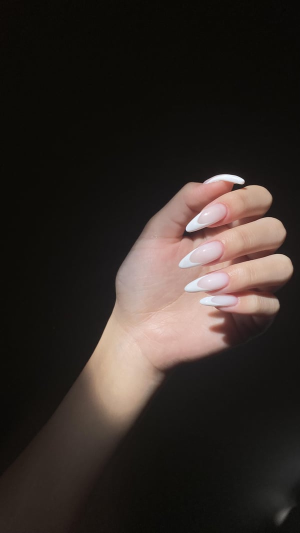 Picture by zozosreddit saying 'New French Manicure I Did!'