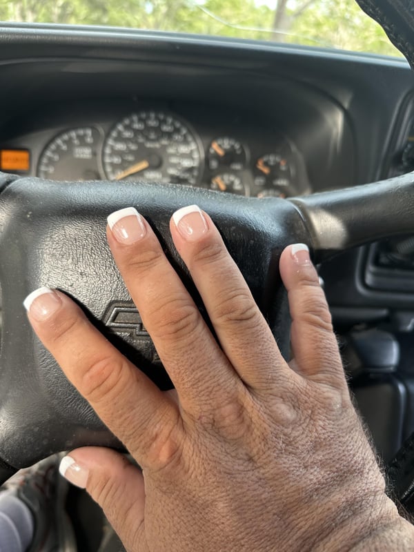 Picture by PrestigiousLuck9604 saying 'I’m A Guy That Has Bitten And Picked My Nails All My Life. I’m 46. I’m Hoping That Acrylics Help Breaking The Habit. I Loved My Nails And Wish I Would’ve Kept Them This Way. But I Got So Much Weird Looks That I Went With A More Natural Look Today'