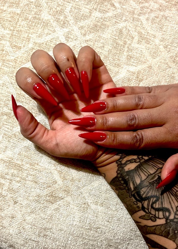 Picture by Nailunicorn saying 'Cardi B Inspired Me To Go Long Lol. Took Me 2 Hours To Do. Yay Or Nay?'