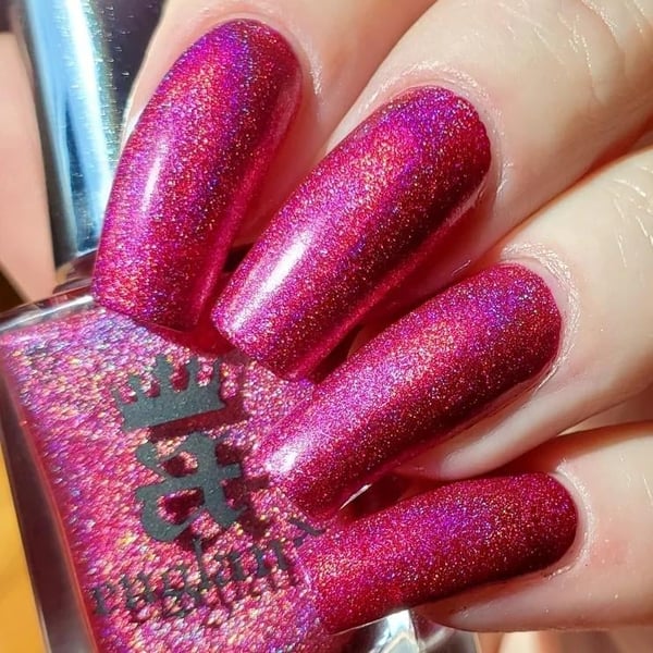 Picture by scratchureyesout showing 'My Take On Barbie Nails As I'm Not A Fan Of Actual Barbie Pink But H@t Pink I Do Love. Dracula By A England Polishes.' number 2