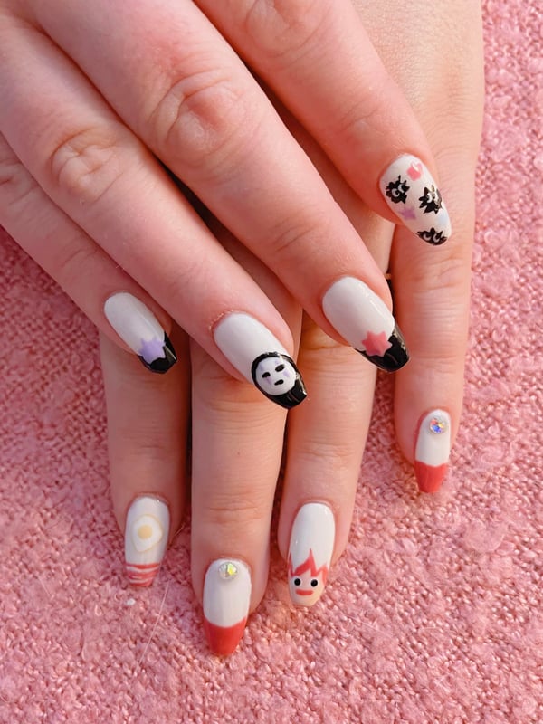 Picture by daisybaes saying 'Ghibli Themed Nails I Did For My Sister. :'