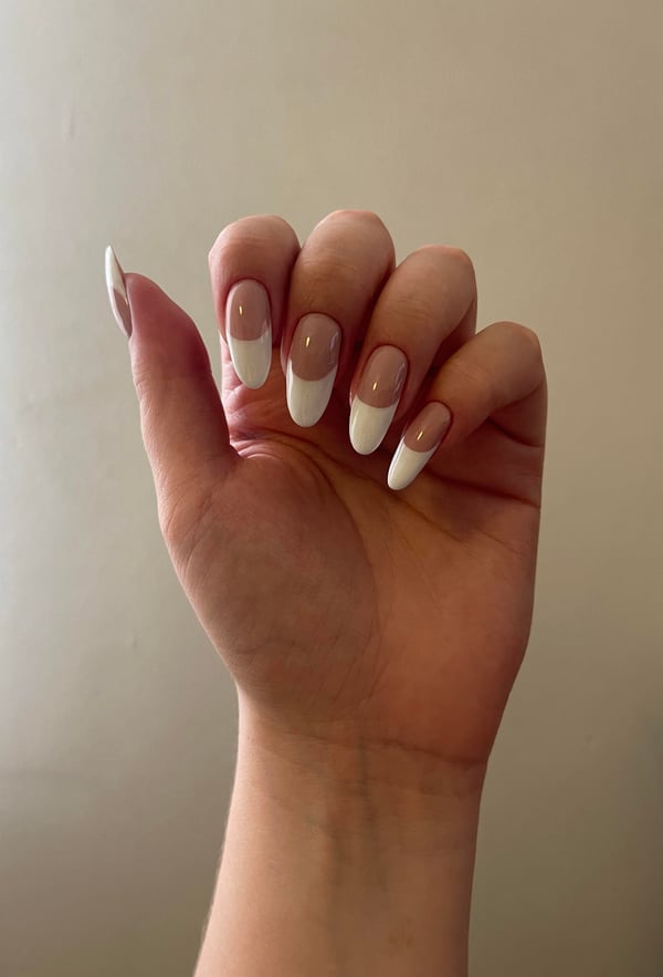 Picture by bjoerkismylove saying 'Just Did French Nails With Gel Polish On My Natural Nails :'