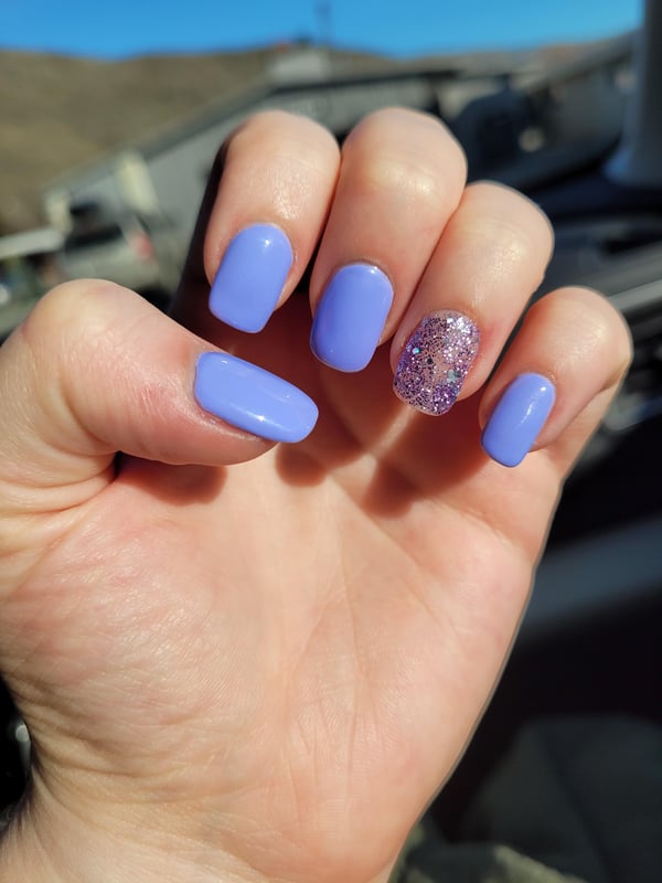 Picture by sparklesncake saying 'Natural Nails With Gel Polish. Yay Or Nay On The Violet?'