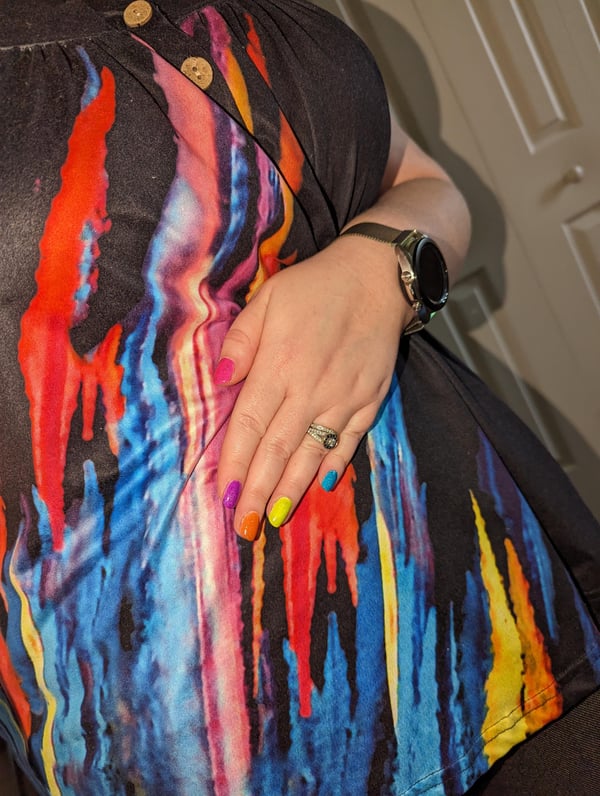 Picture by autumngirl6289 saying 'That Feeling When Your New Holo Taco Skittle Accidentally Matches Your Shirt'