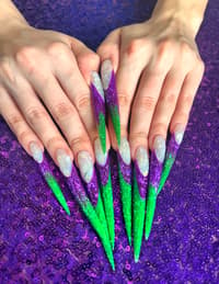 Purple&green Long Nails 💚💜