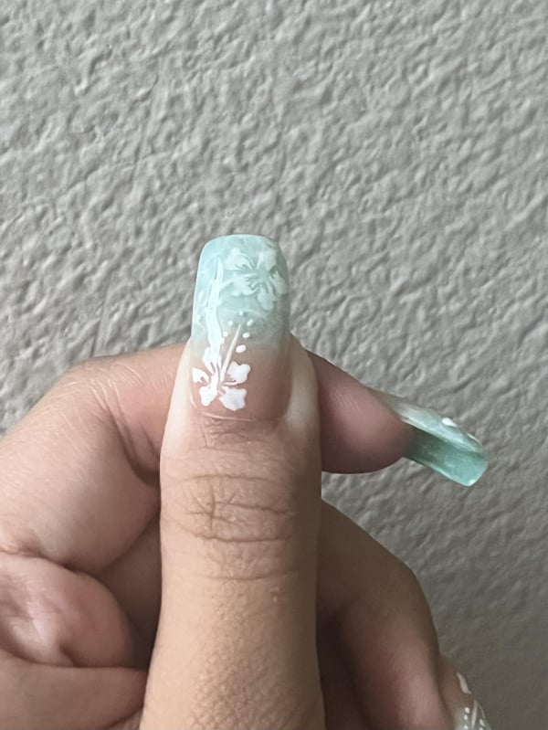 Picture by chaelawaela06 showing 'I'm 17 And This Is My Third Ever Polygel Set On Myself And My First Ever Attempt At Nail Art! Will Be Posting On My Insta @bunniii_art' number 3