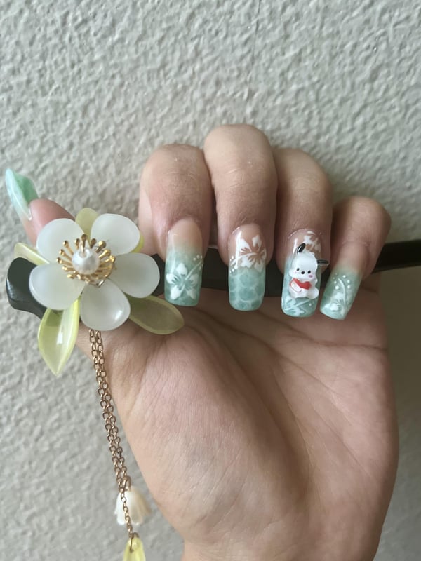 Picture by chaelawaela06 saying 'Third PolyGel Set And First Ever Time Trying Nail Art On Myself : What Do Y'all Think?'