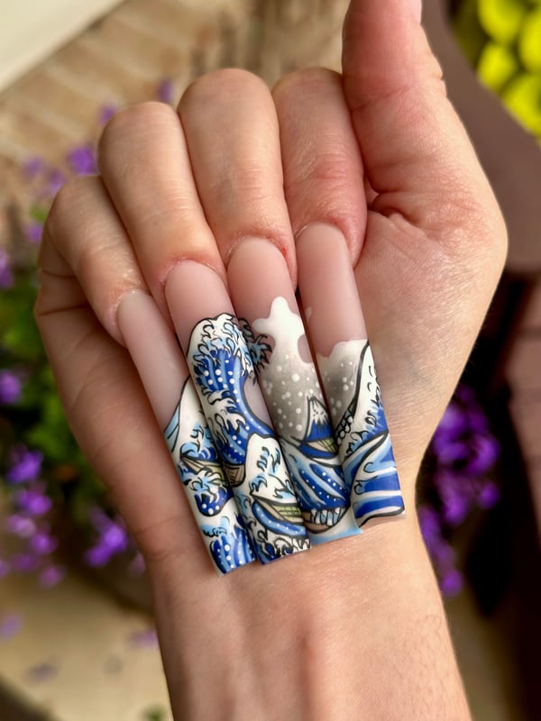 Picture by NaimaChan saying 'Forgot To Post These! Hokusai Nails'