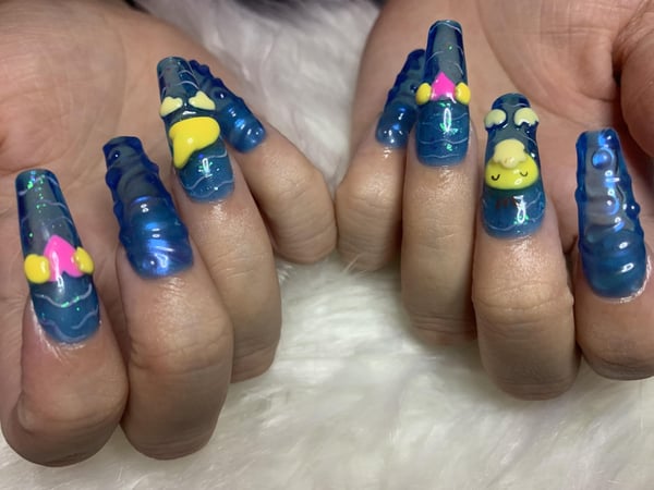 Picture by ChronicallyNailed showing 'Some Press On Psyduck Nails I Made For Myself! :' number 5