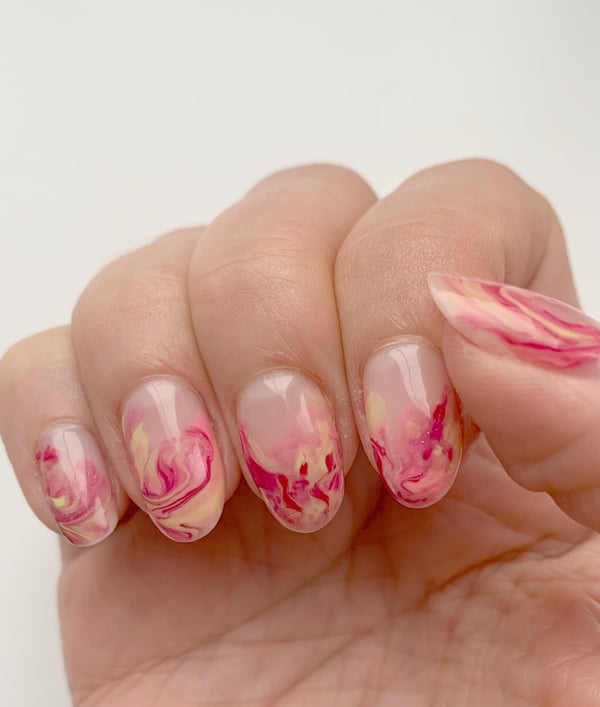 Picture by Running-Accountant saying 'My First Attempt At A Marble Style With A Few Colours 💅'