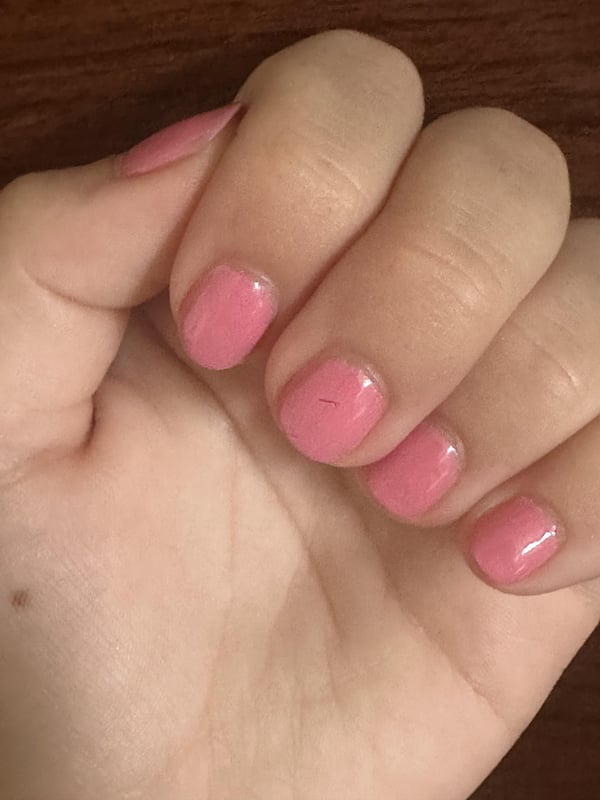 Picture by princessorganicpeach saying 'Not As Fancy As Some Nails Here, But Do You Guys Ever Accidentally Scrape Your Nail With A Razor While Shaving'