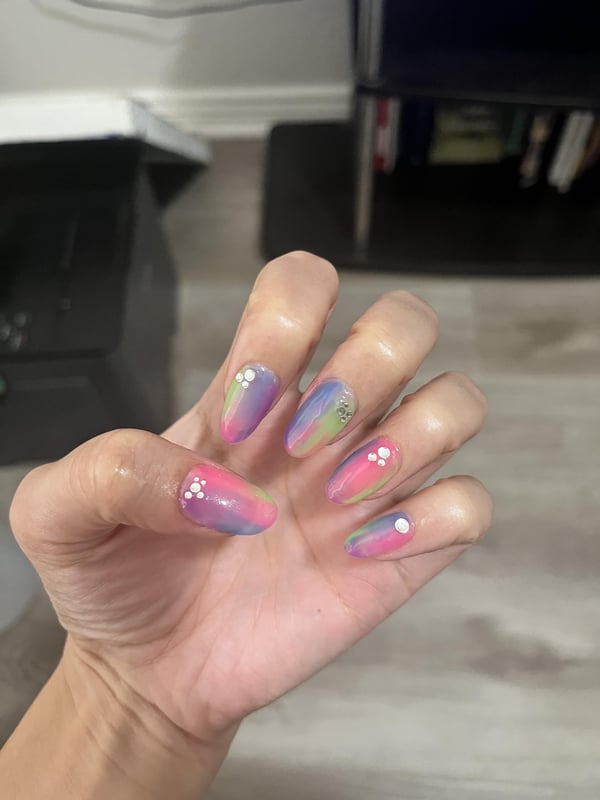 Picture by drivwticks saying 'New Nails. Gel X, Beetles Gel, And Deco Miami Nail Stickers'