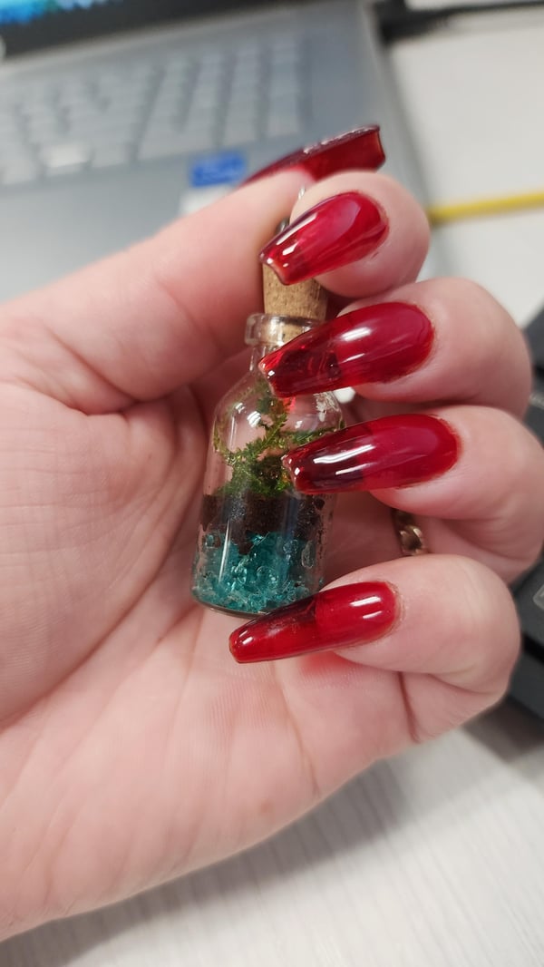 Picture by madeup_ saying 'New Nails Feat. My Mini Terrarium 🌱'