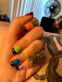 Saw Someone On Here With Their “gay Goth” Nails, Mine Are Similar Right Now So I Thought I’d Share! Most Colorful Manicure I’ve Ever Given Myself :-. Been Practicing With Gel Recently, But You All Are So Talented! Lots Of Inspiration :-