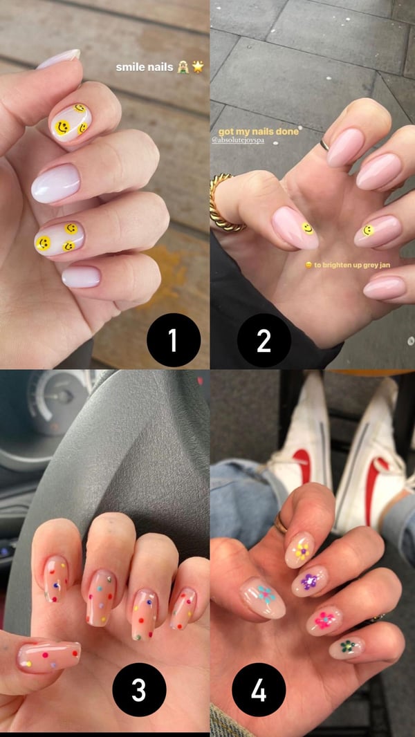 Picture by J9426 saying 'Help Me Choose My Back To School Nails? Teacher Edition✏️🍎🌈'