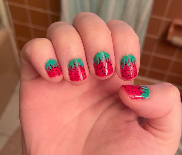 Picture by animallX22 saying 'Did My Nails As Strawberries!'