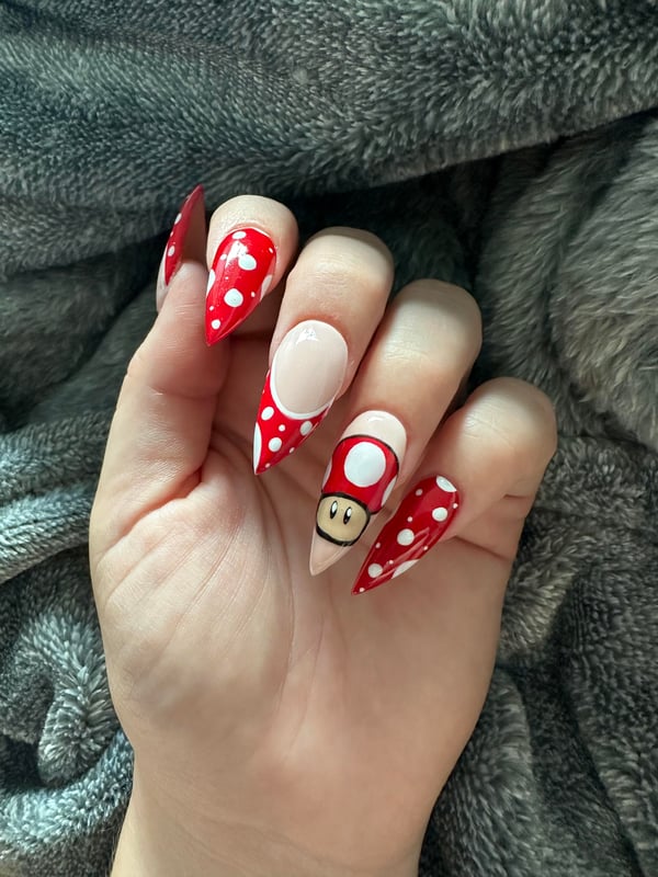 Picture by TurnipPlz saying 'Super Mushroom Nails'