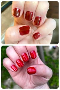 I Got My Gel Nail Kit Just About A Year Ago. Here’s The First Time I Used It Vs Now! Still Not Perfect But So Much Better!