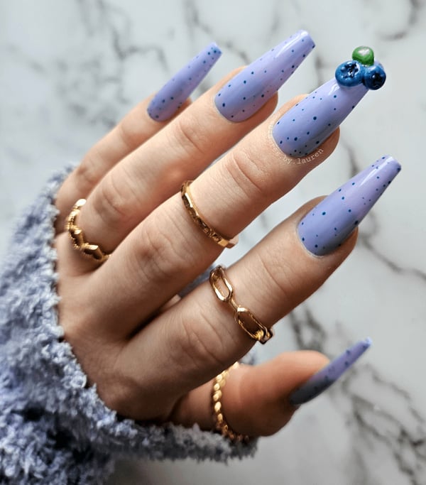 Picture by laurizzle22 saying 'My Take On The Trending Blueberry Milk Nails - With Hand Sculpted Blueberries 🫐'