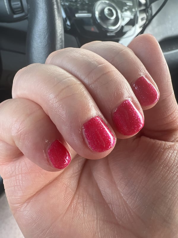 Picture by Kit_Kat_13 saying 'Am I Crazy Or Is This Bad? First Time Getting My Nails Done In 17 Years.'