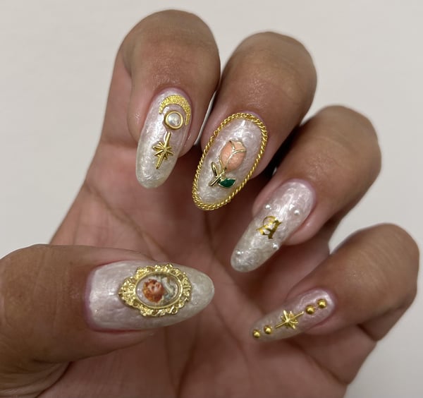 Picture by buttcracklint showing 'First Time Using Nail Charms! How Did I Do For My 3rd Gel Set Ever?' number 2