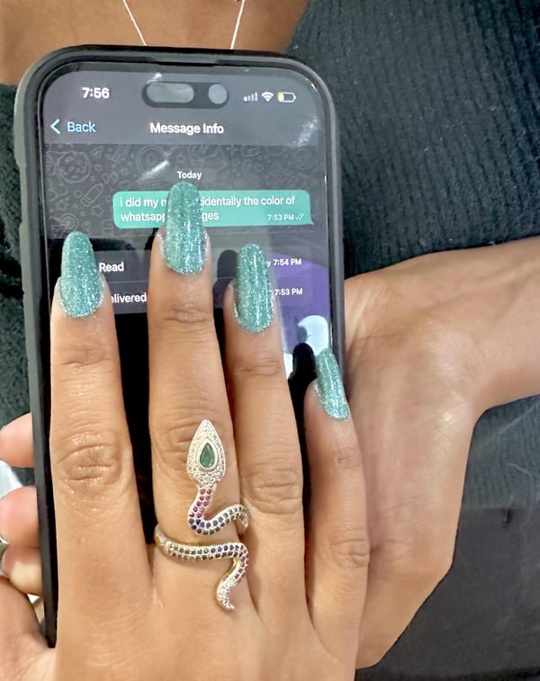 Picture by nsudheen saying '“What Color Are Your Nails?” “WhatsApp”'