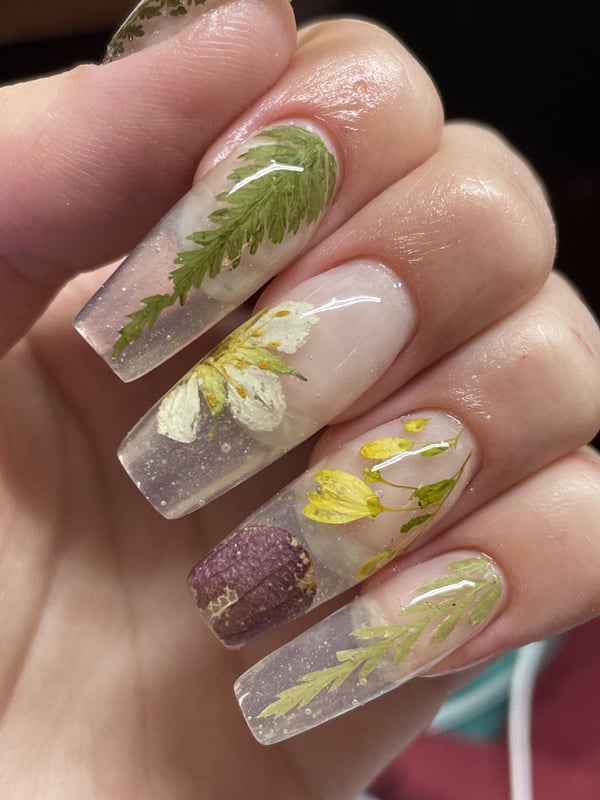 Picture by StrangeMango775 showing 'Encapsulated Flower And Fern Nails For My Birthday!' number 3