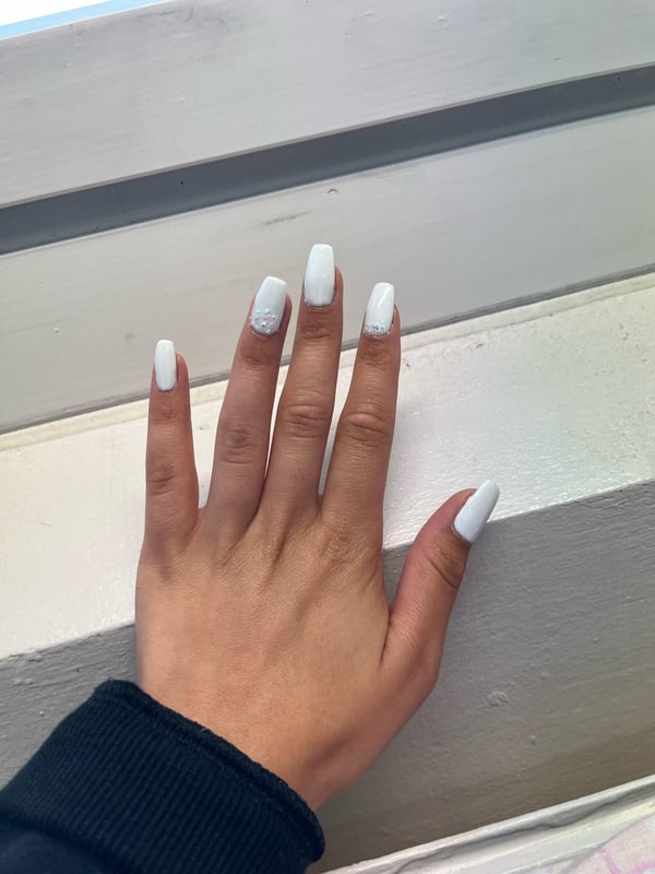 Picture by Calm_Ad_6727 saying 'My Third Ones Gel Nails With Tips. What Can I Add, Opinions? I'm Learning To Do It Myself.'