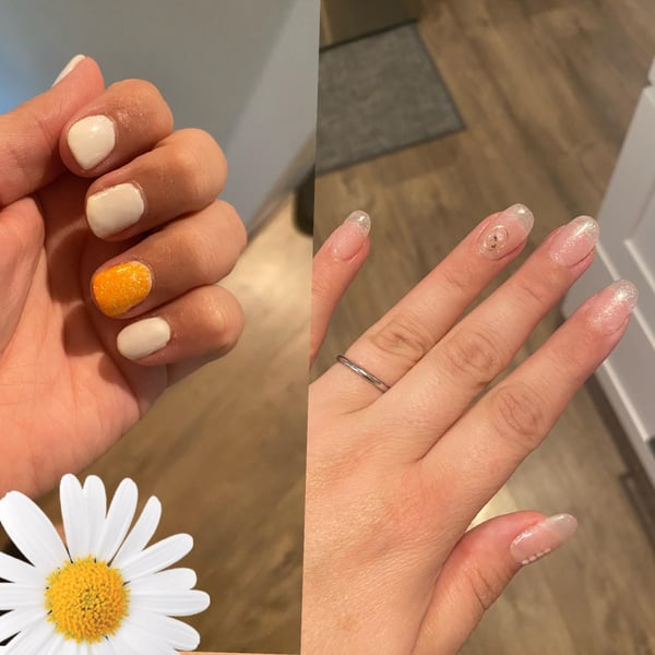 Picture by Jessiechip saying 'Learning To Do My Nails. Three Weeks Between Photos, My Learning Progress.'