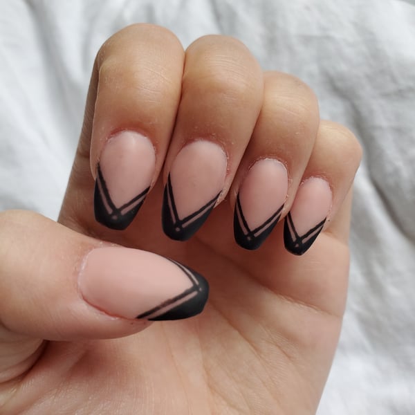 Picture by anon5084 saying 'Black French Tip With Polygel Extensions'