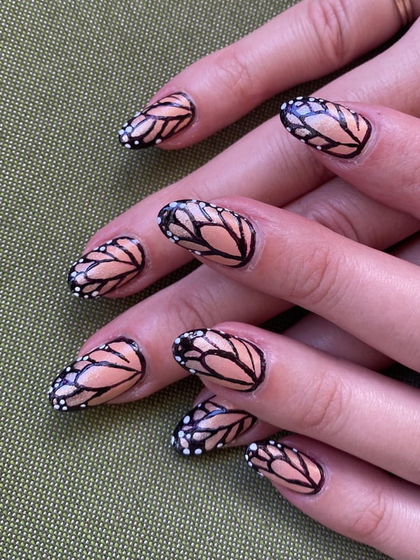 Picture by Lila-Irene saying 'Monarch Butterfly Nails'